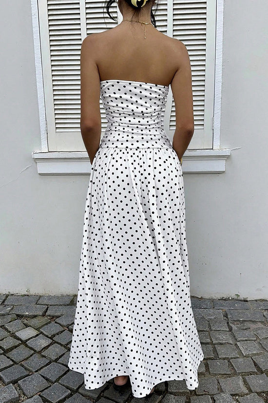 Strapless Polka Dot Casual Maxi Dress