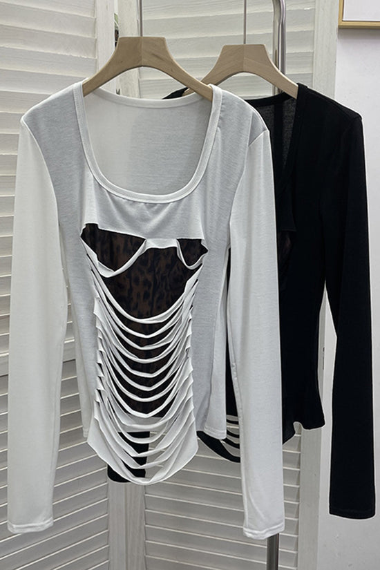 Cutout Design Long Sleeve T-Shirt