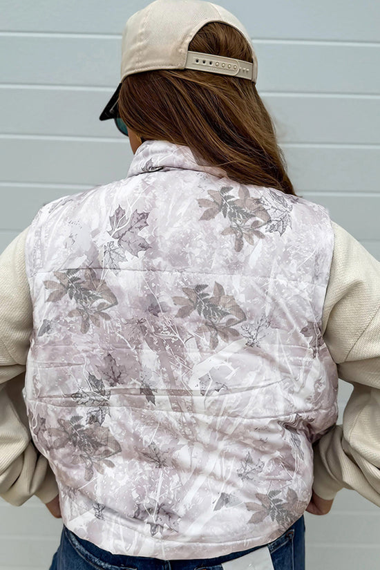 Floral Sleeveless Zipper Vest