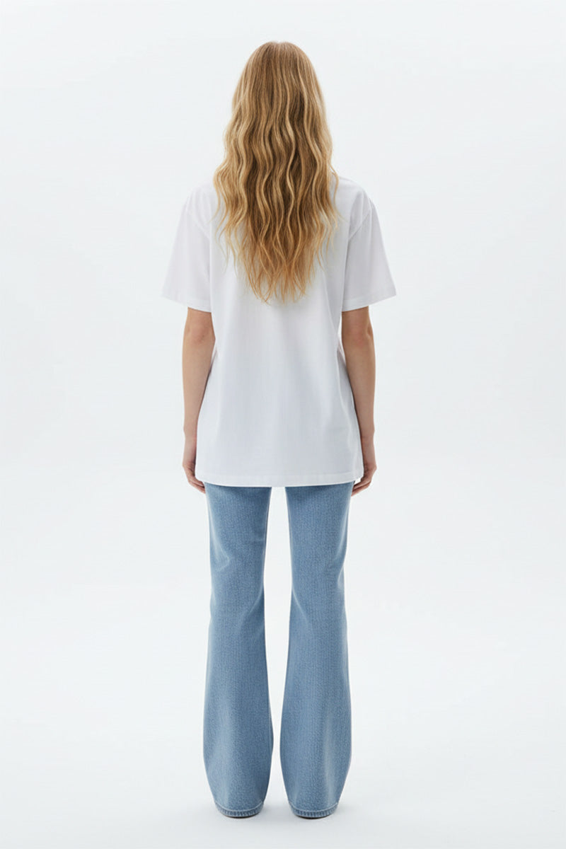 Coral Bloom Embroidered T-Shirt