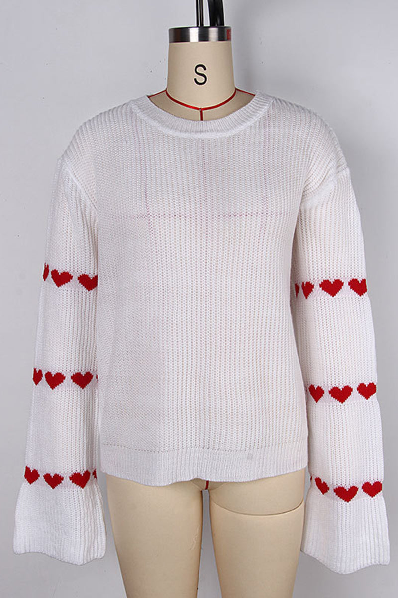 Heart Pattern Flare Sleeve Sweater