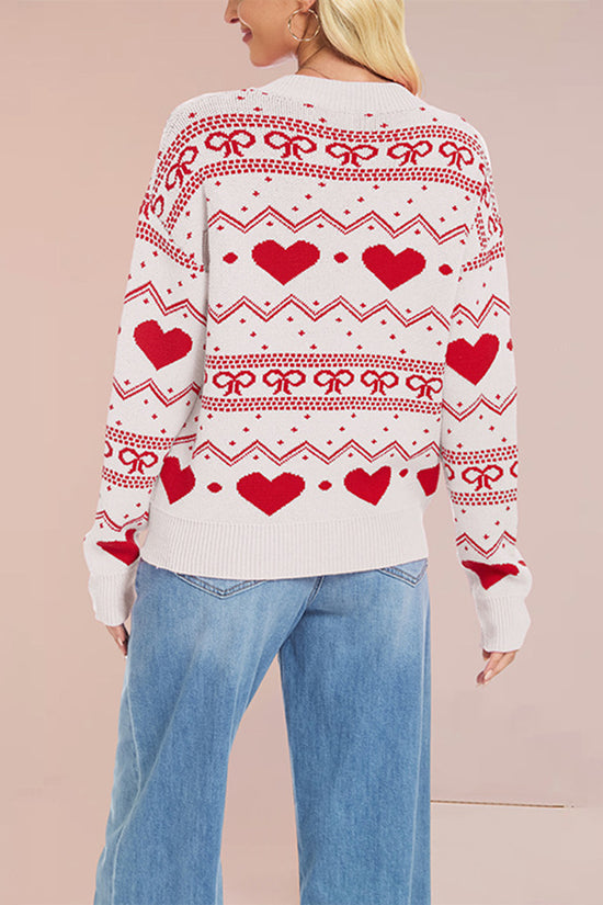 Heart Knit Cozy Patterned Sweater