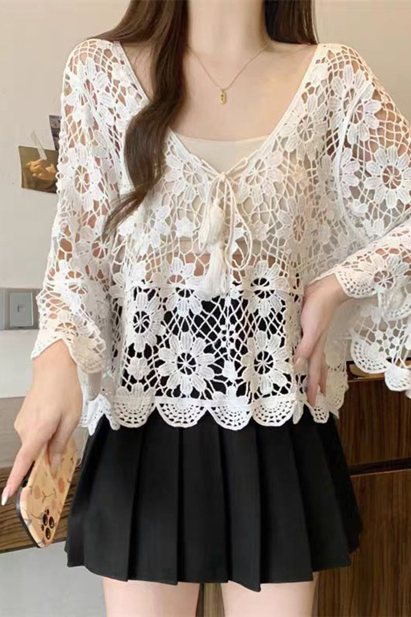 Floral Lace Crochet Blouse