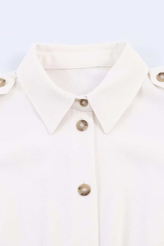 Buttoned Long Sleeve Shirt with Shoulder Details