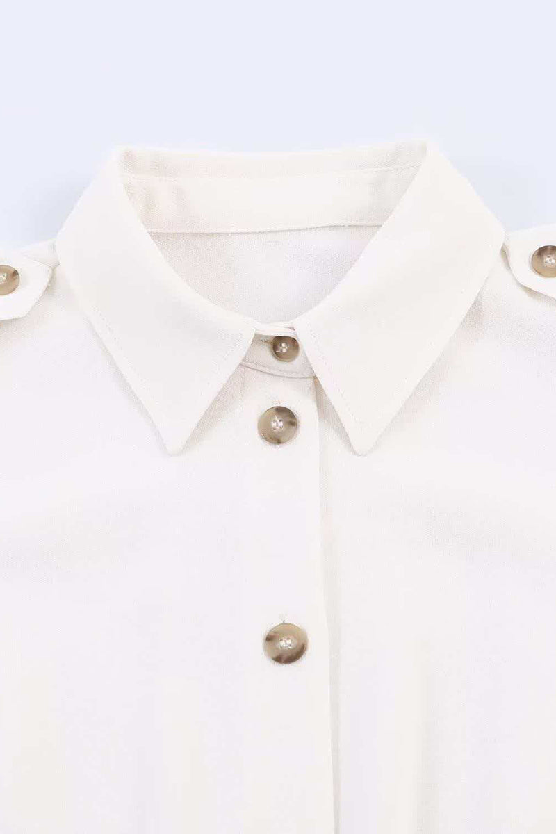 Buttoned Long Sleeve Shirt with Shoulder Details