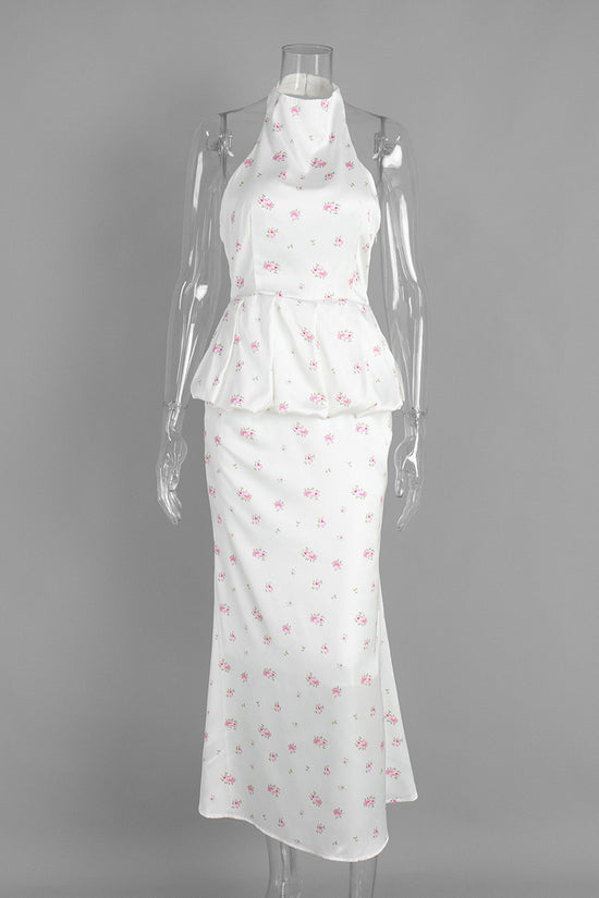 Floral Peplum Skirt Set