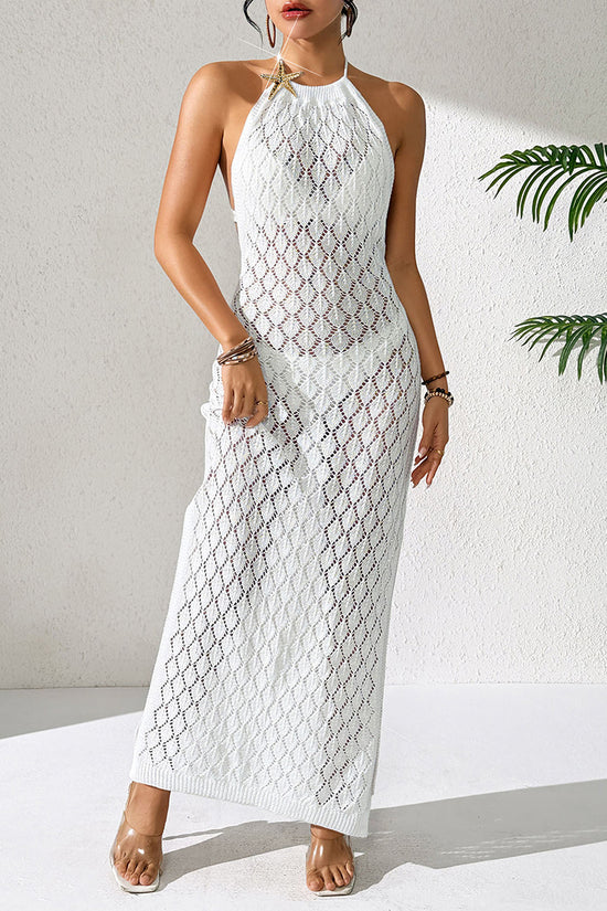 Elegant Openwork Halter Cover-Up