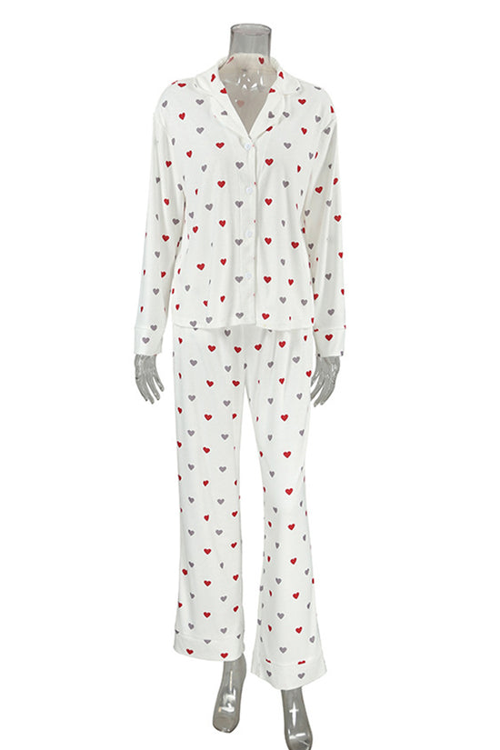 Heart Pattern Sleeveless Pajama Set