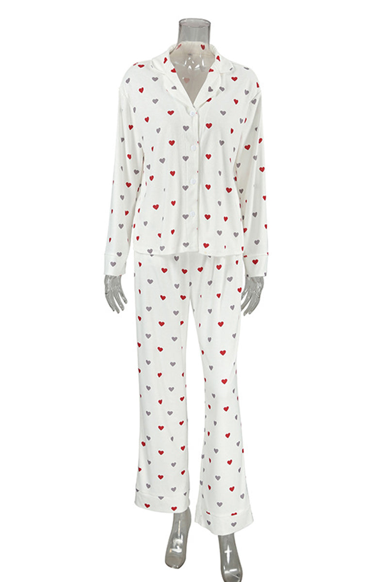 Heart Pattern Sleeveless Pajama Set