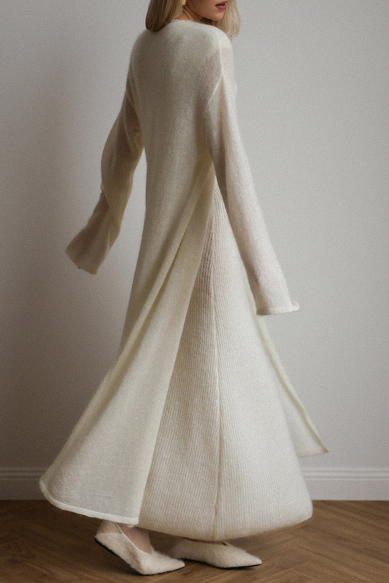Knit Dress with Open Front Cardigan Set