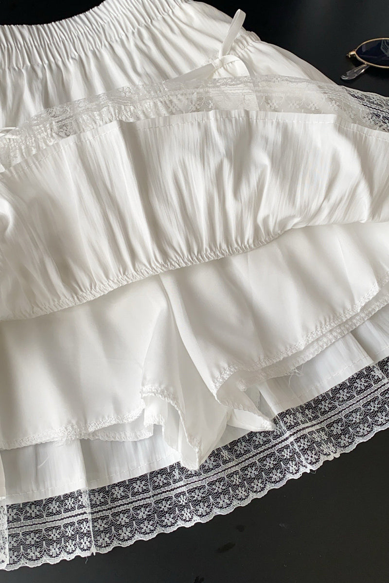 Ruffle Lace Mini Skirt