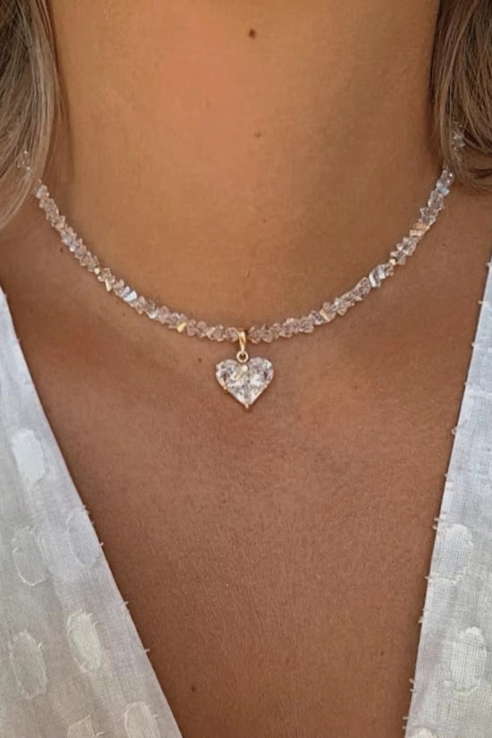 Crystal Heart Charm Necklace