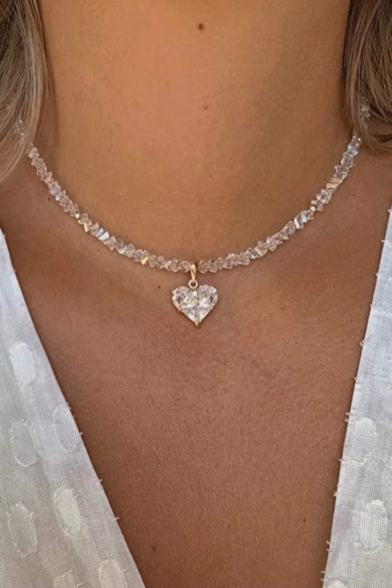 Crystal Heart Charm Necklace