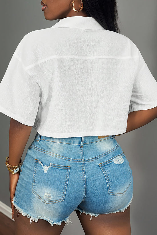 Chic Cropped Button-Up Blouse