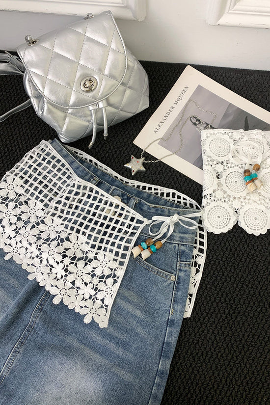 Floral Mesh Belt with Crochet Detailing