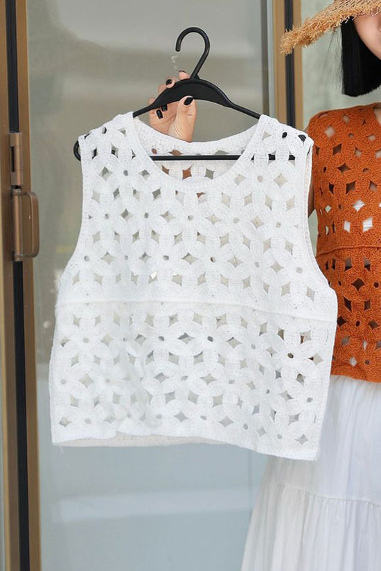 Cutout Patterned Sleeveless Vests