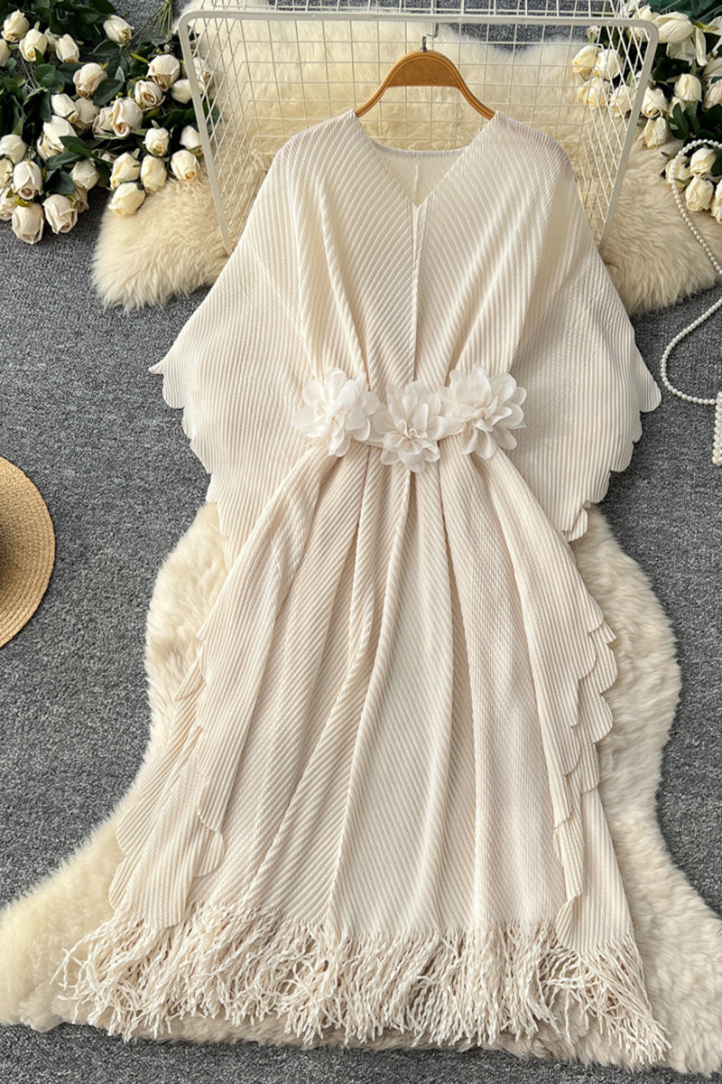 Floral Embellished Fringe Casual Dress
