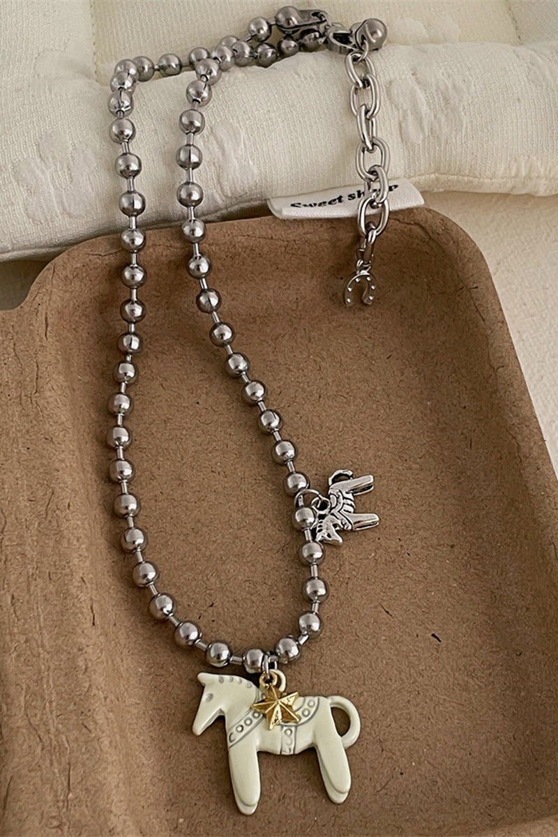 Horse Charm Beaded Necklace