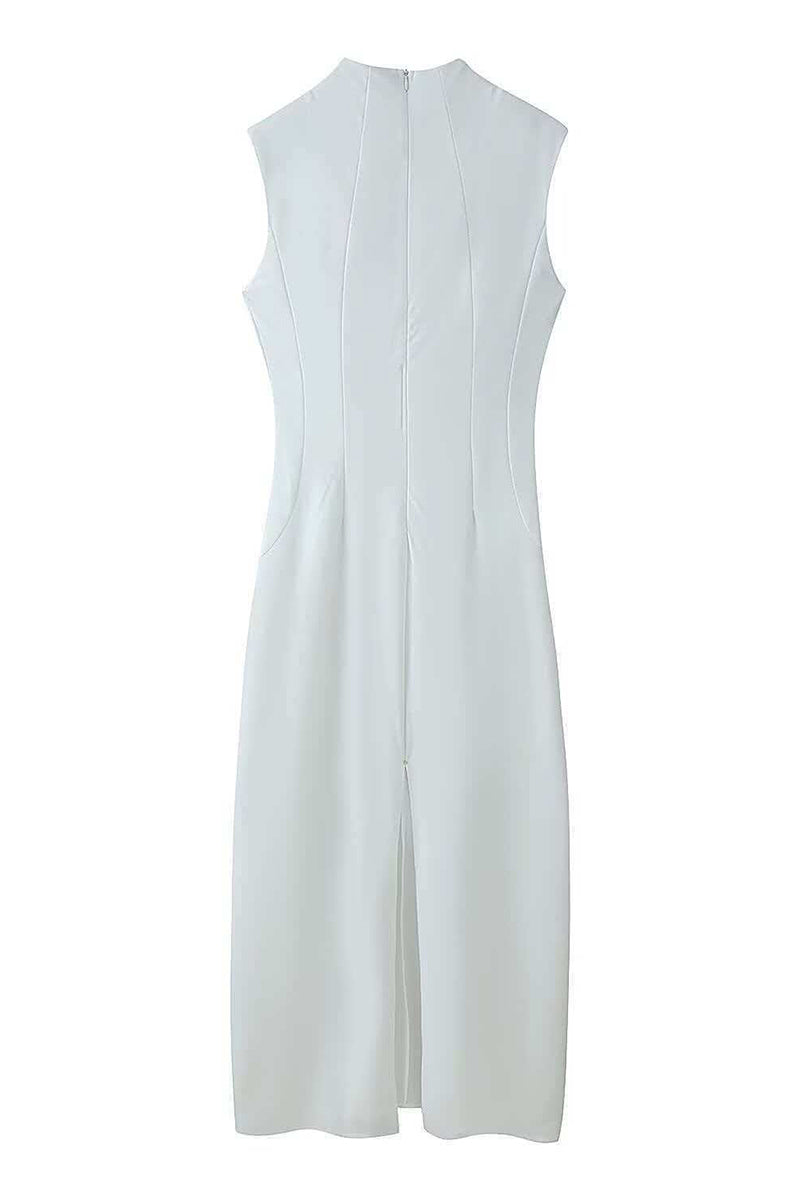 Elegant Sleeveless Mandarin Collar Dress
