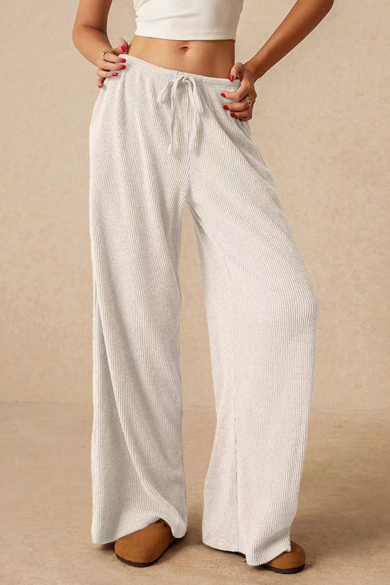 Comfy Ribbed Drawstring Casual Pants
