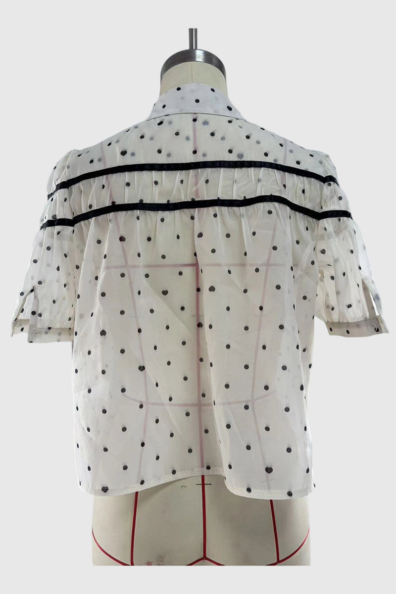 Polka Dot Button-Up Blouse