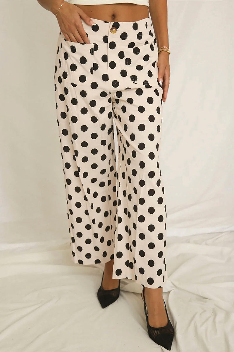Polka Dot Pocket Loose Pants