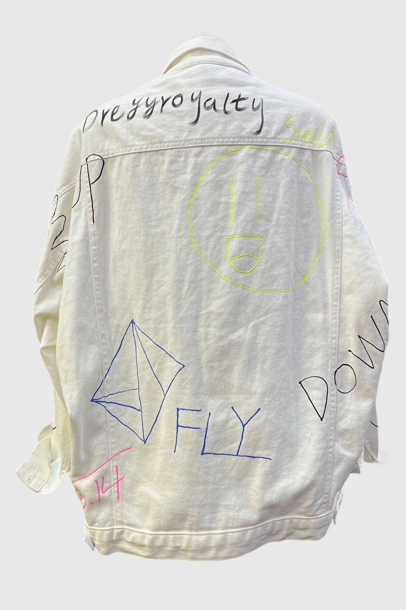 Graphic Text Print Denim Jacket
