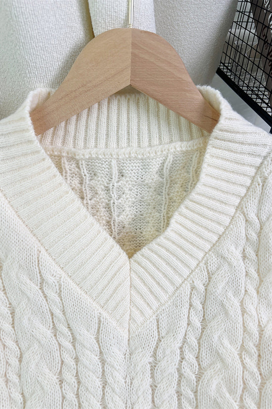 Cable Knit V-Neck Sweater
