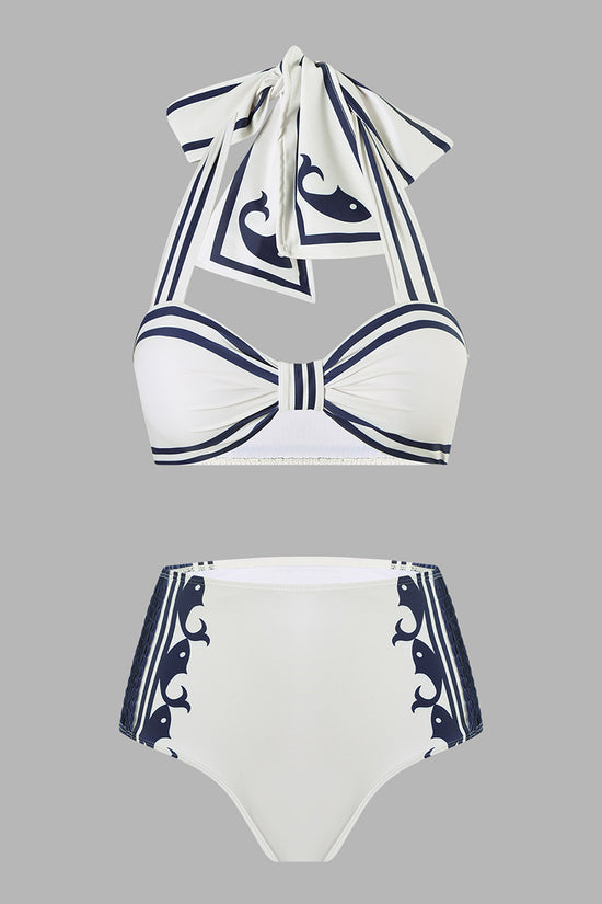 Dolphin Print Halter Bikini Set