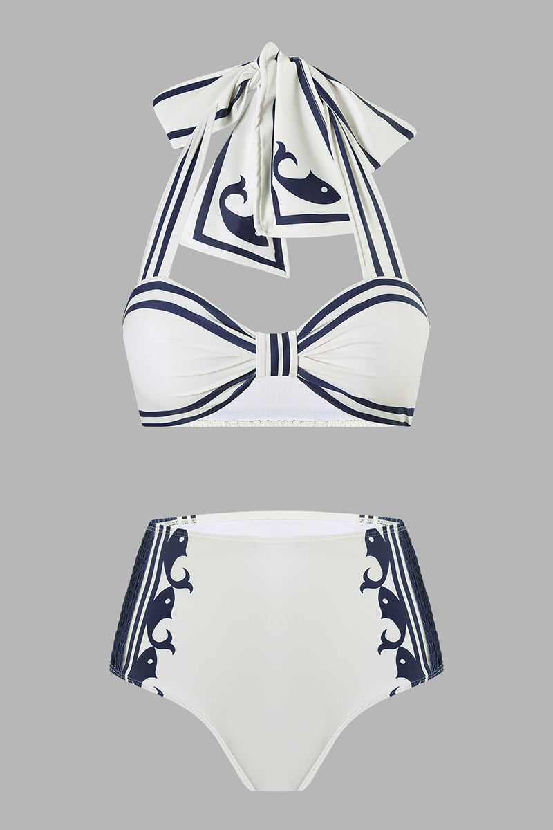 Dolphin Print Halter Bikini Set