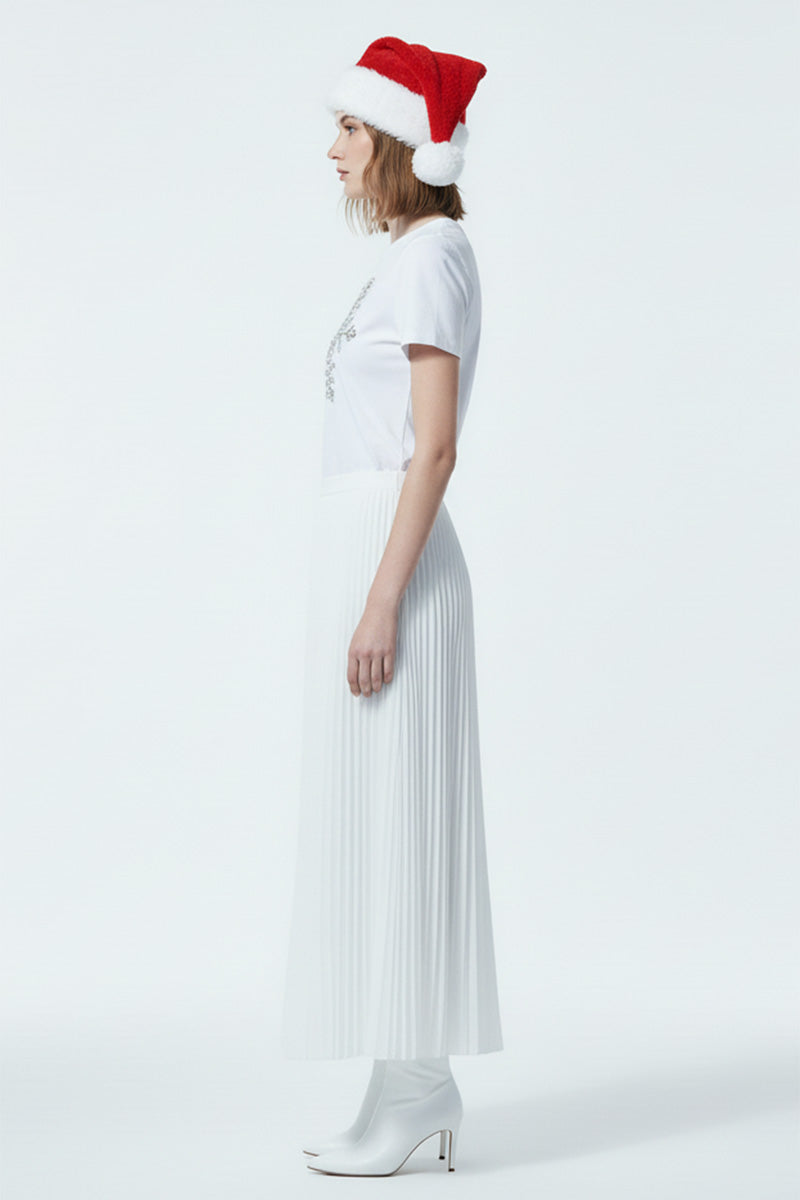 Silver Crystal Snowflake Embroidered T-Shirt