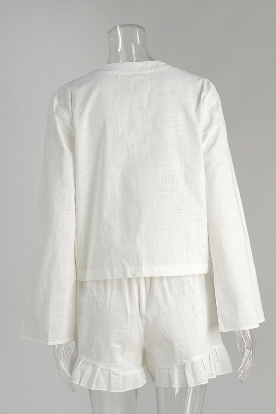Elegant Tie Front Shorts Set