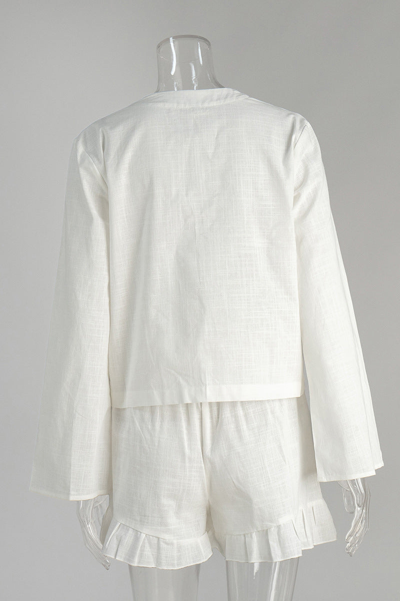 Elegant Tie Front Shorts Set