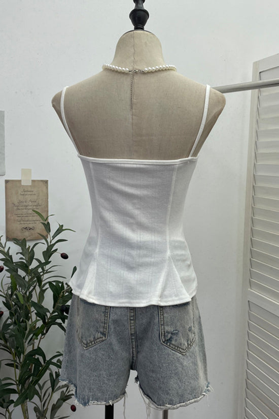 Ribbon Detail Button-Up Camisole