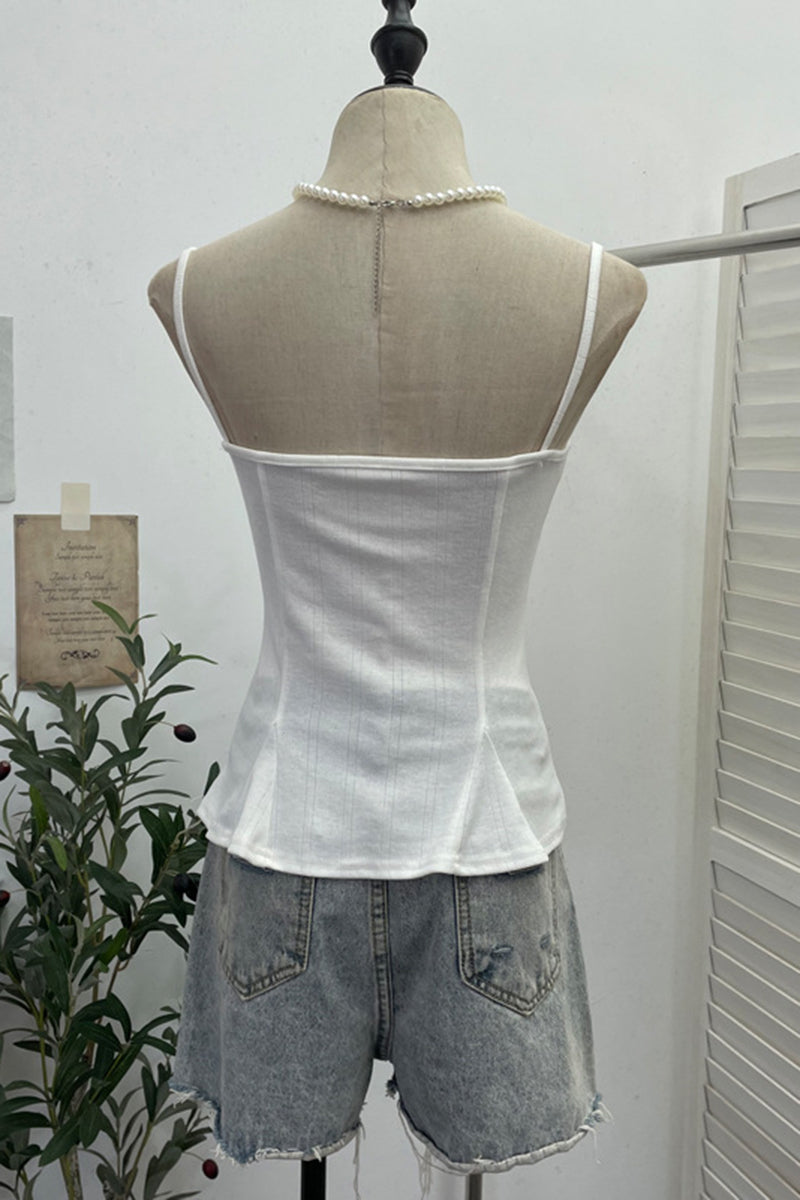 Ribbon Detail Button-Up Camisole