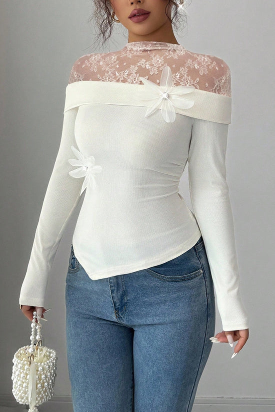 Floral Lace Off-Shoulder Bodycon Top