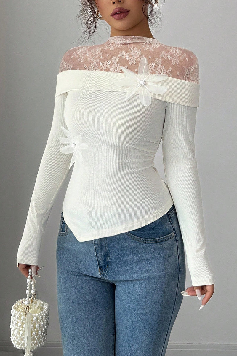 Floral Lace Off-Shoulder Bodycon Top