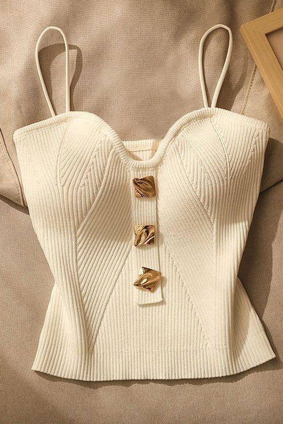 Chic Buttoned Ribbed Camisole
