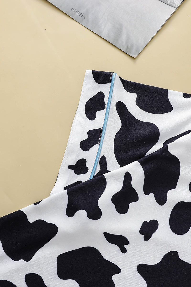Cow Print Button-Up Pajama Set