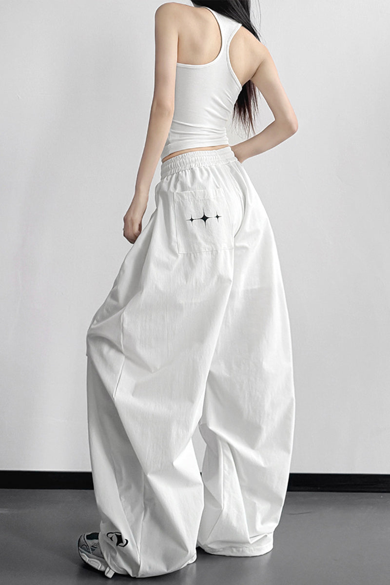 Relaxed Fit Wide Leg Casual Pants