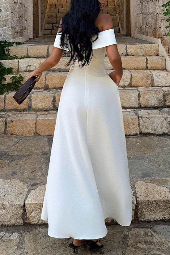 Off-Shoulder Maxi Dress with Pockets
