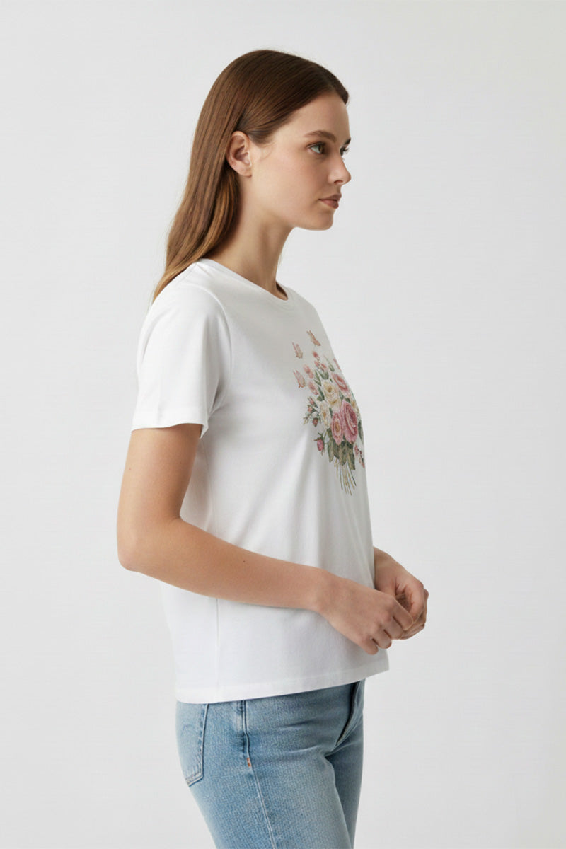 Bouquet Embroidered T-Shirt