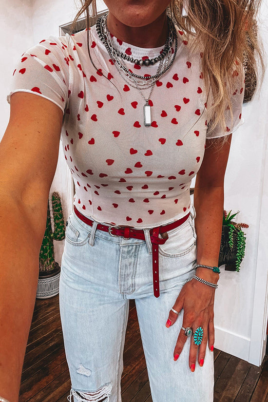 Heart Pattern Short Sleeve T-Shirt