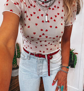 Heart Pattern Short Sleeve T-Shirt