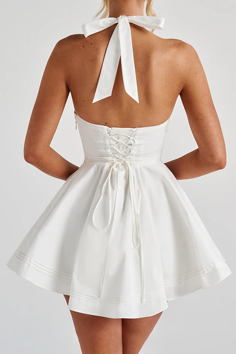 Halter Flared Skirt Casual Dress
