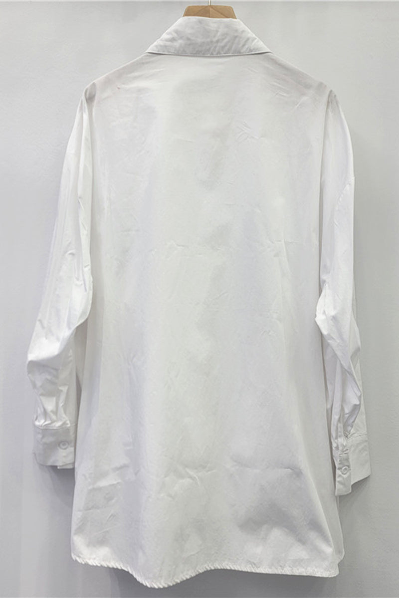 Elegant Keyhole Accent Button-Up Blouse