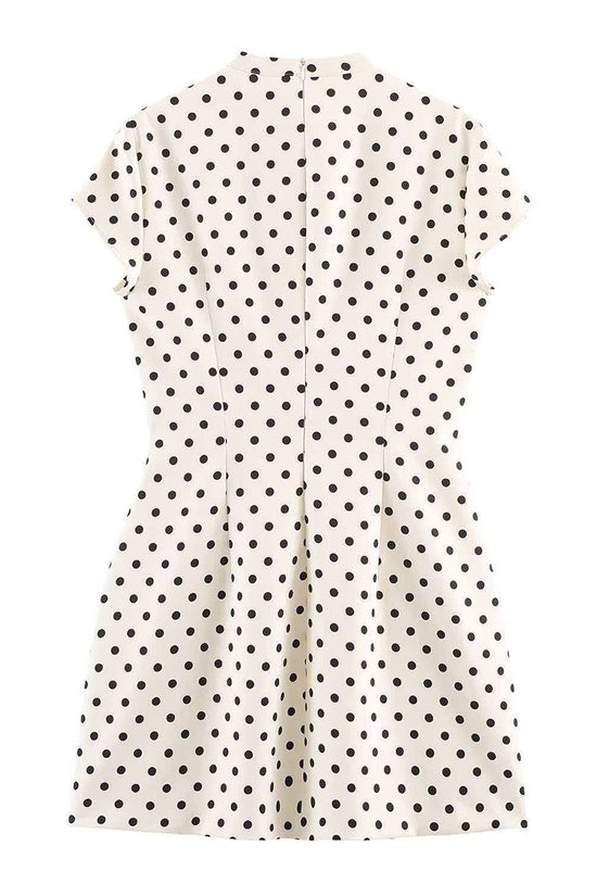 Polka Dot Bow Neck Casual Dress