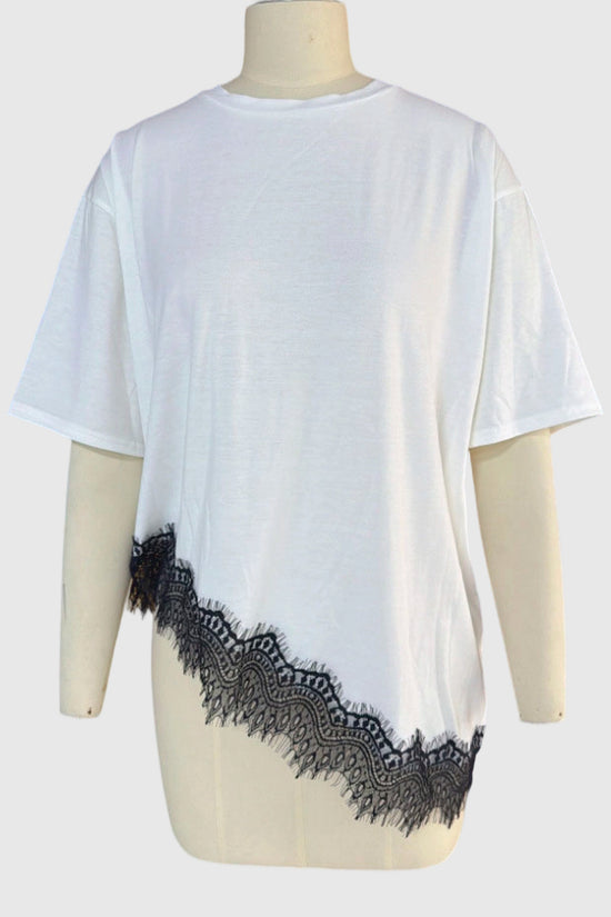 Elegant Lace Trim Loose Fit Top