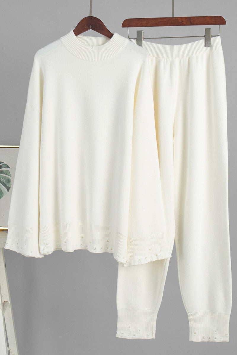Elegant Pants Set with Knit Details