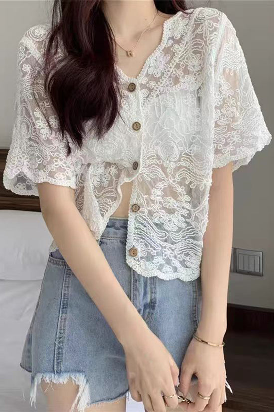 Elegant Floral Button-Up Blouse